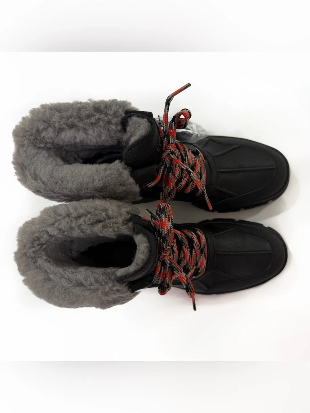 UGG Ashton Addies black waterproof boots with charcoal gray fur lining | Size 8